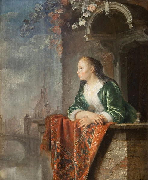 Young woman on a balcony, ca 1665