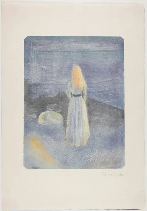 Framed Print : Young Woman on the Beach, 1896. Creator: Edvard Munch Framed Print : Young Woman on the Beach, 1896. Creator: Edvard Munch