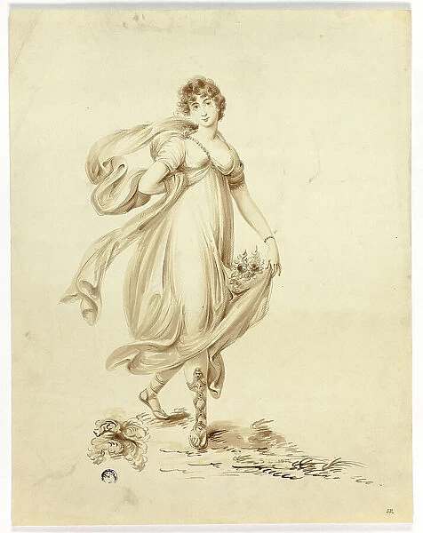 Young Woman Bearing Flowers, 1812. Creator: Samuel Lane