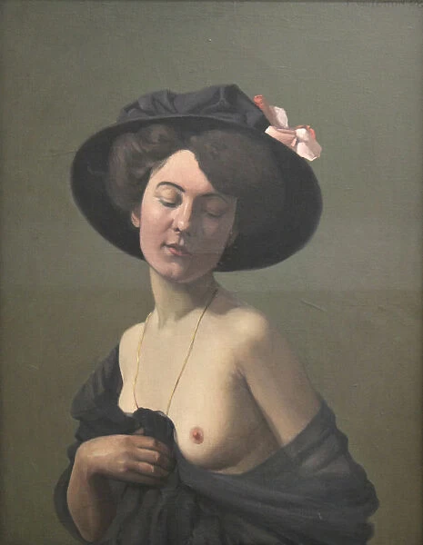 Young Woman in a Black Hat, 1908. Artist: Felix Vallotton