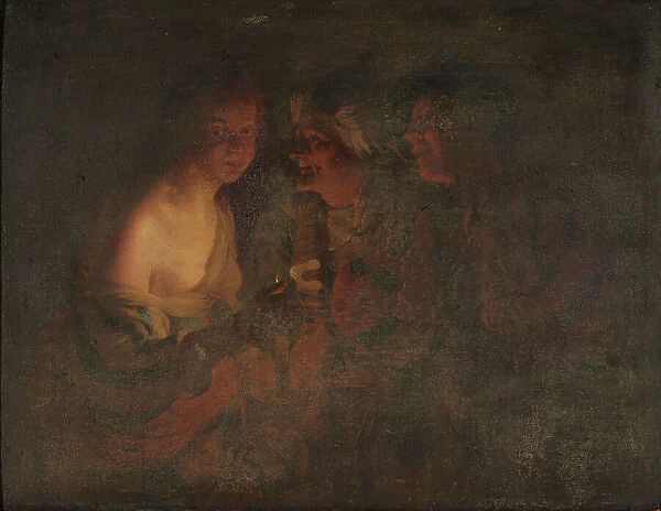 Young Woman with a Candlestick, Old Woman and a Violin Player, 1605-1656. Creators: Gerrit van Honthorst, Godfried Schalcken