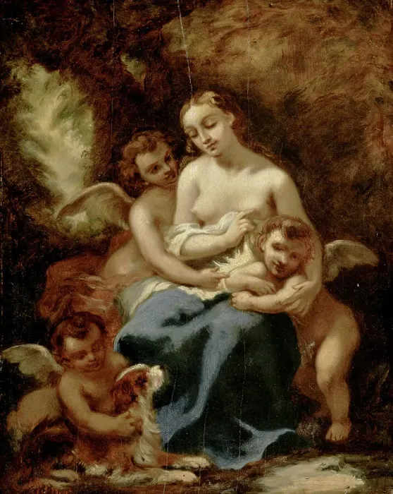 Framed Print : Young woman with cherubs, 1830-1873. Creator: Narcisse Virgile Diaz de la Pena Framed Print : Young woman with cherubs, 1830-1873. Creator: Narcisse Virgile Diaz de la Pena