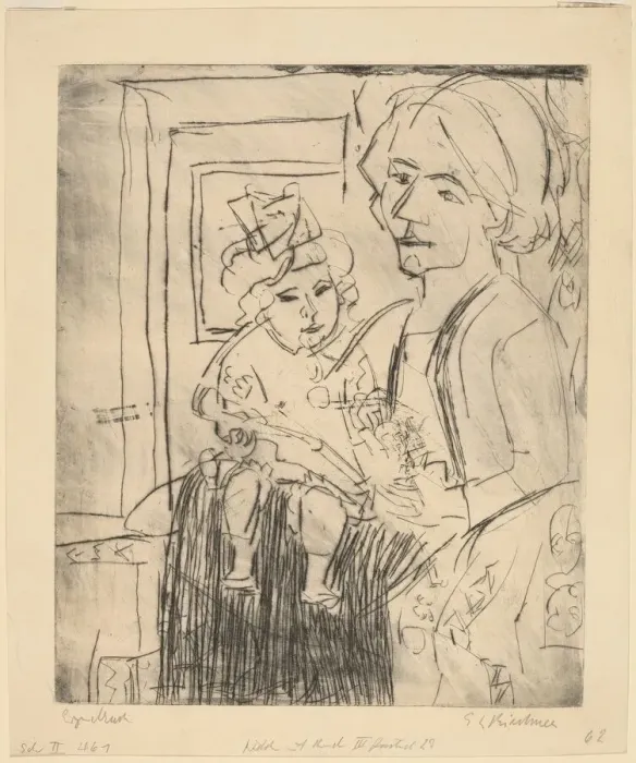Framed Print : Young Woman with Child, 1923. Creator: Ernst Kirchner Framed Print : Young Woman with Child, 1923. Creator: Ernst Kirchner