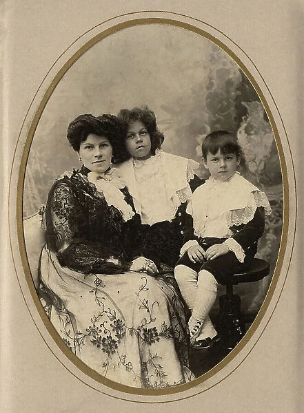 Young Woman with Two Children, late 19th cent - early 20th cent. Creator: IV Bulatov