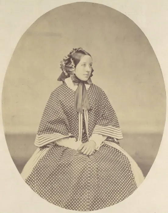 Framed Print : [Young Woman in Dotted Dress], 1850s-60s. Creator: Franz Antoine