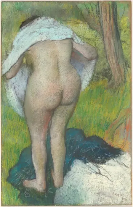 Framed Print : Young Woman Dressing Herself, 1885. Creator: Edgar Degas Framed Print : Young Woman Dressing Herself, 1885. Creator: Edgar Degas