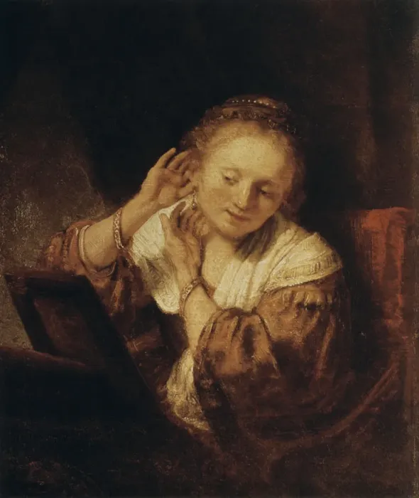 Framed Print : Young Woman with Earrings, 1657. Artist: Rembrandt Harmensz van Rijn