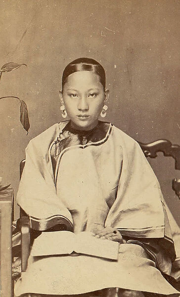 Young Woman with Earrings, 1870s. Creator: Unknown