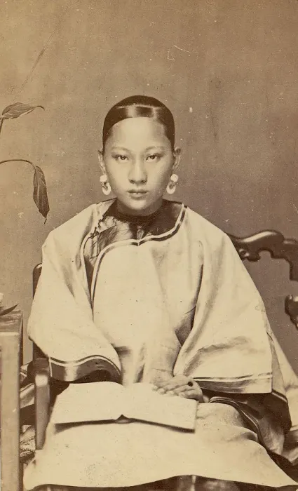 Framed Print : Young Woman with Earrings, 1870s. Creator: Unknown Framed Print : Young Woman with Earrings, 1870s. Creator: Unknown