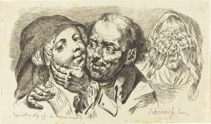 Framed Print : Young Woman Embraced by an Older Man, 1765. Creator: Johann Eleazar Schenau Framed Print : Young Woman Embraced by an Older Man, 1765. Creator: Johann Eleazar Schenau