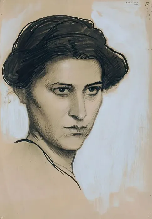Framed Print : Young woman en face, 1914. Creator: Josef Wawra Framed Print : Young woman en face, 1914. Creator: Josef Wawra