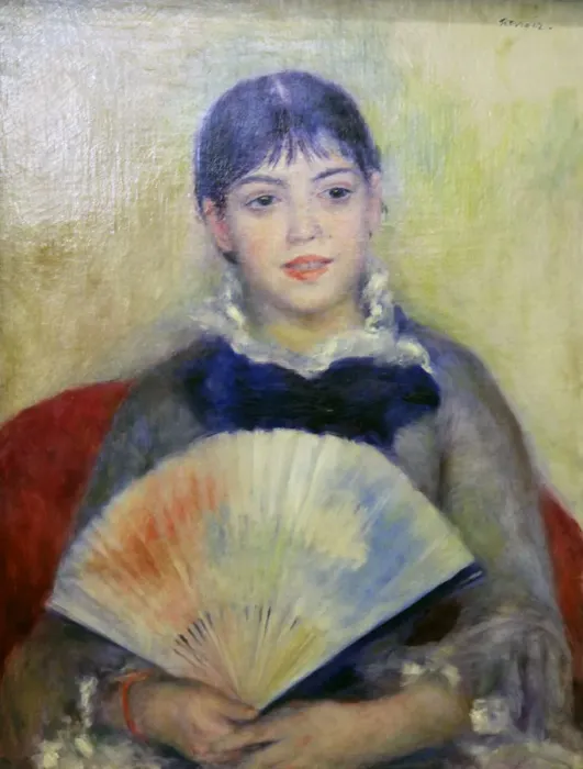 Framed Print : Young Woman with a Fan, 1880. Artist: Pierre-Auguste Renoir Framed Print : Young Woman with a Fan, 1880. Artist: Pierre-Auguste Renoir