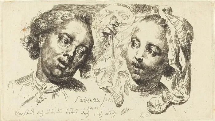 Framed Print : Young Woman Flirting with a Man, 1765. Creator: Johann Eleazar Schenau Framed Print : Young Woman Flirting with a Man, 1765. Creator: Johann Eleazar Schenau