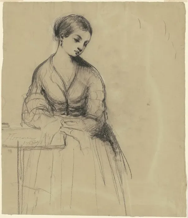 Framed Print : Young Woman, Florence [recto], 1839. Creator: Seth Wells Cheney