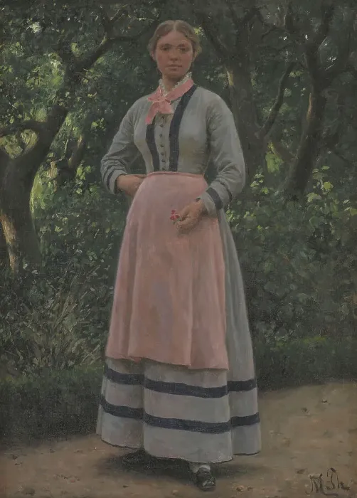 Framed Print : Young woman in a garden, 1865-1925. Creator: Hans Michael Therkildsen Framed Print : Young woman in a garden, 1865-1925. Creator: Hans Michael Therkildsen