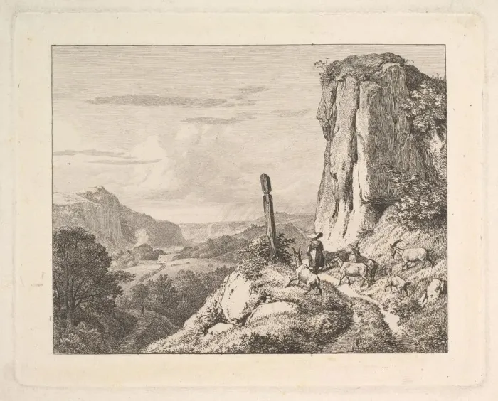 Framed Print : Young Woman with Six Goats, 1815. Creator: Johann Christian Erhard Framed Print : Young Woman with Six Goats, 1815. Creator: Johann Christian Erhard