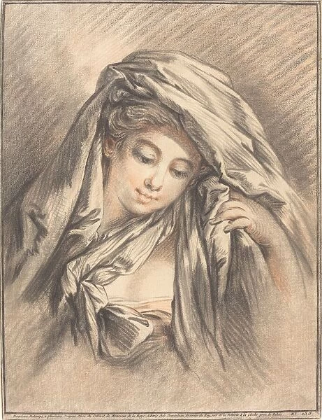 Young Woman with Her Head Covered, 1767. Creator: Gilles Demarteau