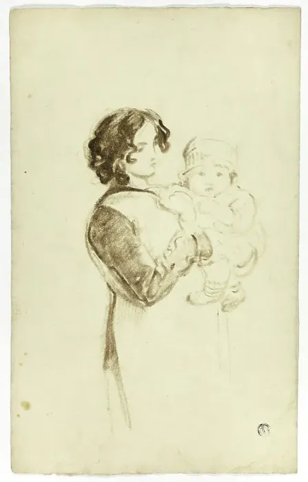 Framed Print : Young Woman Holding Baby, c. 1830. Creators: Thomas Jones Barker, Thomas Barker Framed Print : Young Woman Holding Baby, c. 1830. Creators: Thomas Jones Barker, Thomas Barker