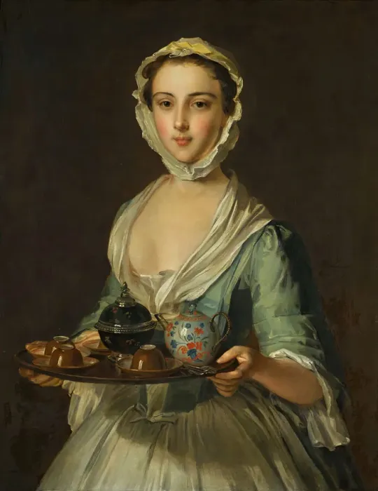 Framed Print : A young woman holding a tea tray (possibly Hannah, the artists maid) Framed Print : A young woman holding a tea tray (possibly Hannah, the artists maid)