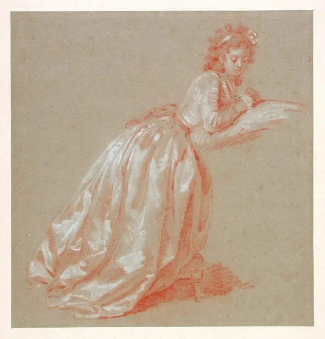 Framed Print : Young woman kneeling. Artist: Gerard, Marguerite (1761-1837) Framed Print : Young woman kneeling. Artist: Gerard, Marguerite (1761-1837)