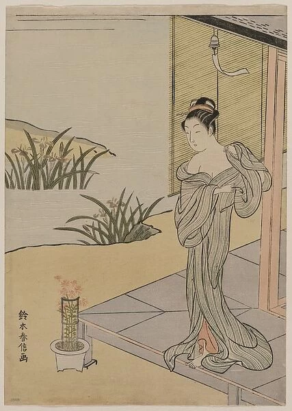 Young Woman Looking at a Pot of Pinks, c. 1767. Creator: Suzuki Harunobu (Japanese, 1724-1770)