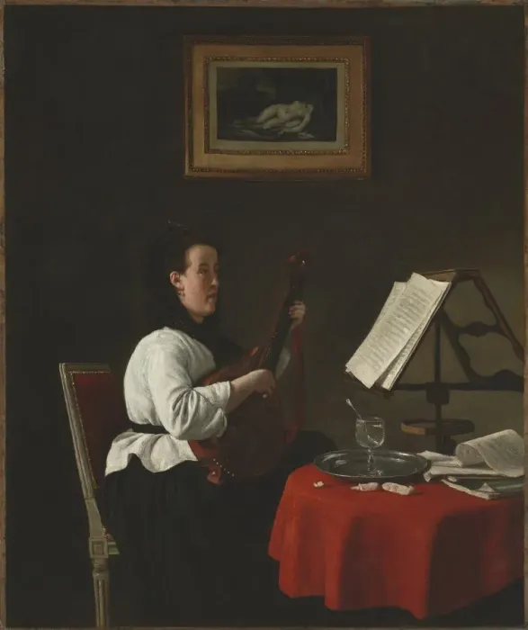 Framed Print : Young Woman with a Mandolin, Portrait of Louison Kohler, c. 1873-1874. Creator Framed Print : Young Woman with a Mandolin, Portrait of Louison Kohler, c. 1873-1874. Creator