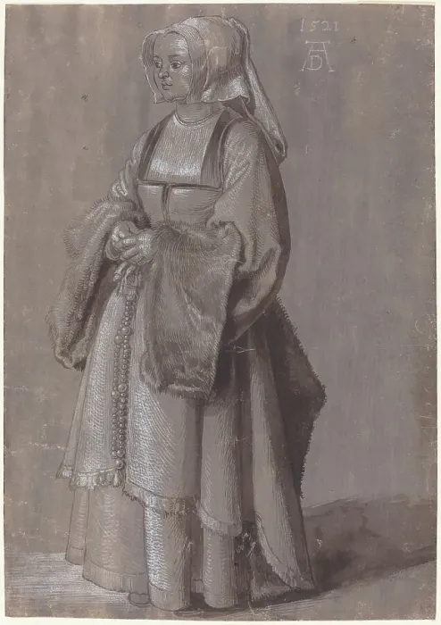 Framed Print : Young Woman in Netherlandish Dress, 1521. Creator: Albrecht Durer Framed Print : Young Woman in Netherlandish Dress, 1521. Creator: Albrecht Durer
