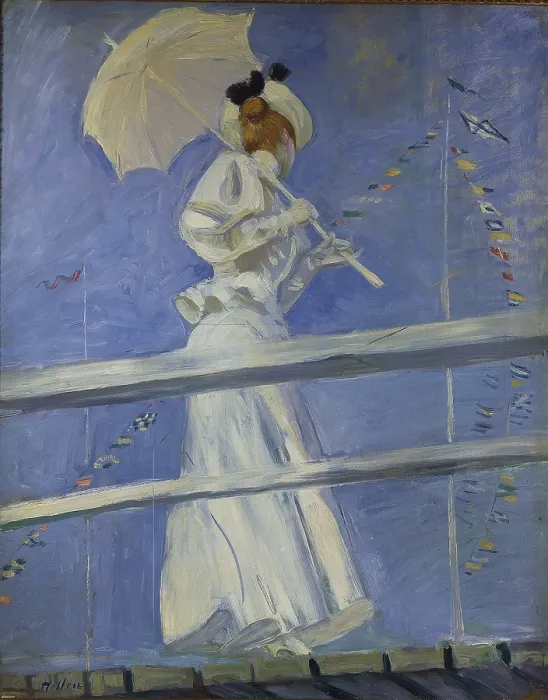 Framed Print : Young Woman with a Parasol on a Jetty, c1900. Creator: Helleu, Paul Cesar (1859-1927) Framed Print : Young Woman with a Parasol on a Jetty, c1900. Creator: Helleu, Paul Cesar (1859-1927)