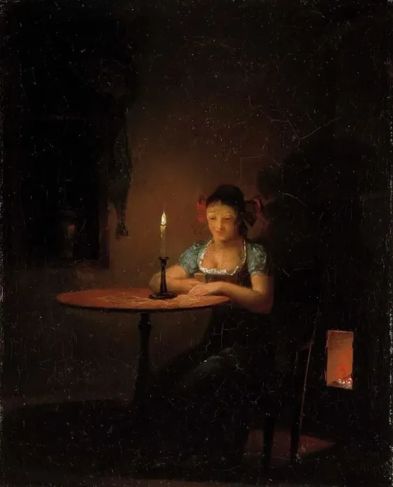 Framed Print : Young Woman Playing Patience, 1807. Creator: Alexander Lauréus Framed Print : Young Woman Playing Patience, 1807. Creator: Alexander Lauréus