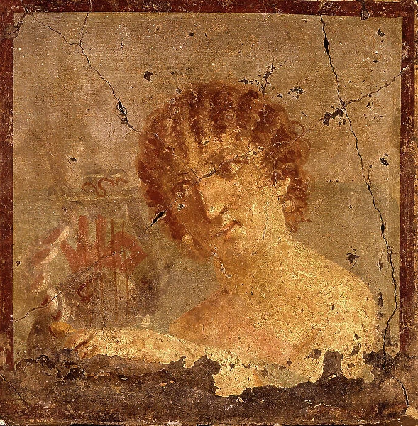 Young woman plucking the strings of a lyre, 1st century. Creator: Classical Antiquities