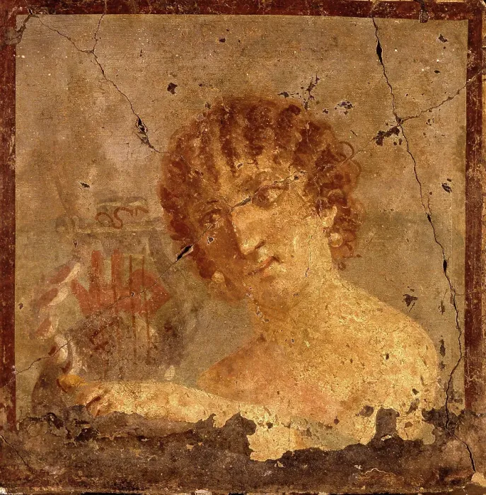 Framed Print : Young woman plucking the strings of a lyre, 1st century. Creator: Classical Antiquities Framed Print : Young woman plucking the strings of a lyre, 1st century. Creator: Classical Antiquities