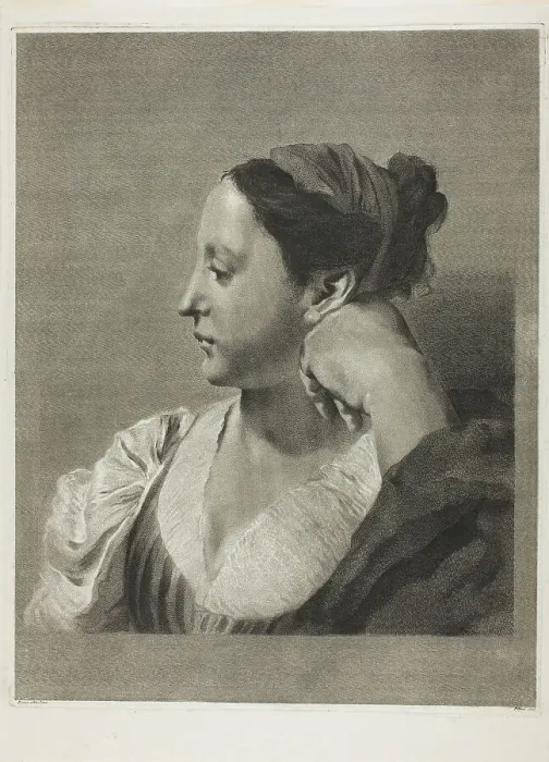 Framed Print : A Young Woman in Profile, 1750 / 59. Creator: Giovanni Marco Pitteri Framed Print : A Young Woman in Profile, 1750 / 59. Creator: Giovanni Marco Pitteri