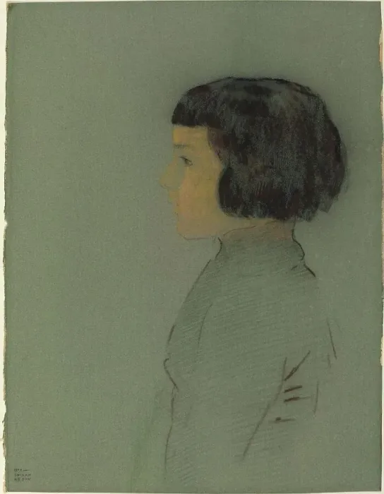 Framed Print : Young Woman in Profile, 1910. Creator: Odilon Redon Framed Print : Young Woman in Profile, 1910. Creator: Odilon Redon