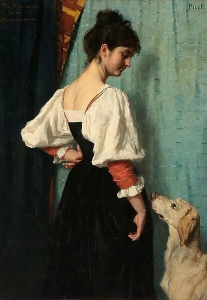 Young Woman, with Puck the Dog, c.1885-c.1886. Creator: Thérèse Schwartze