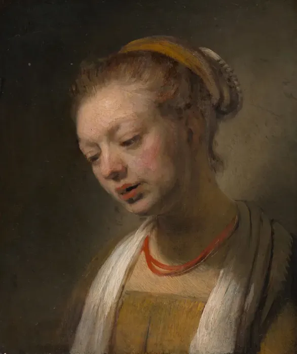 Framed Print : Young Woman with a Red Necklace, ca. 1645. Creator: Unknown Framed Print : Young Woman with a Red Necklace, ca. 1645. Creator: Unknown
