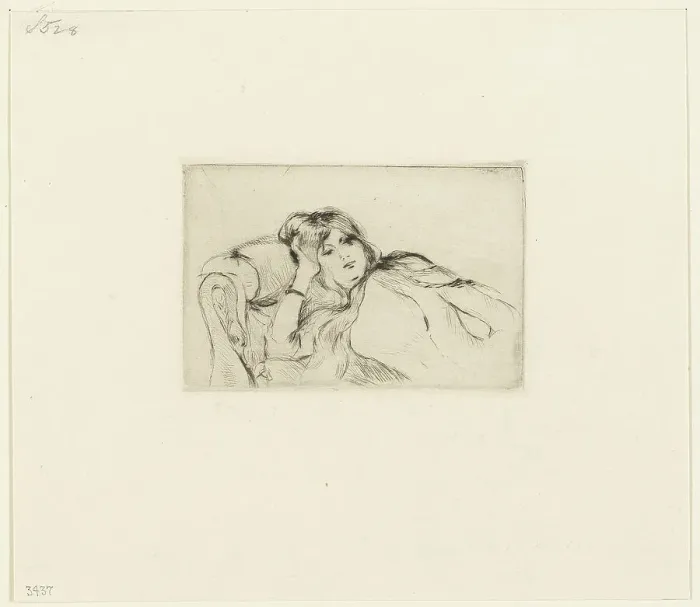 Framed Print : Young Woman at Rest, 1889. Creator: Berthe Morisot Framed Print : Young Woman at Rest, 1889. Creator: Berthe Morisot