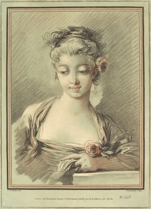Framed Print : Young Woman with a Rose, c. 1776. Creator: Gilles Demarteau Framed Print : Young Woman with a Rose, c. 1776. Creator: Gilles Demarteau