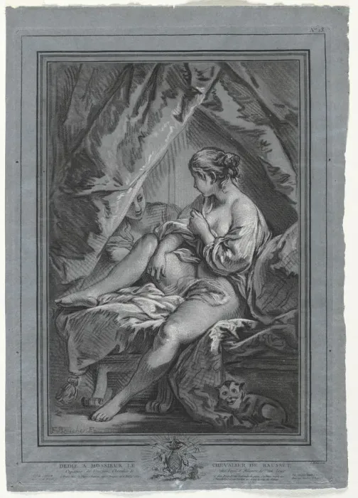 Framed Print : Young Woman Seated on a Bed, 1764-1767. Creator: Louis-Marin Bonnet (French, 1736-1793) Framed Print : Young Woman Seated on a Bed, 1764-1767. Creator: Louis-Marin Bonnet (French, 1736-1793)