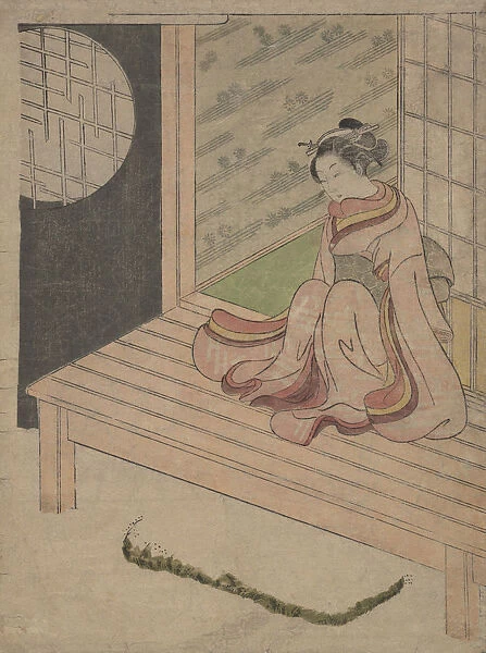 A Young Woman Seated upon the Engawa of a House, ca. 1765. ca. 1765