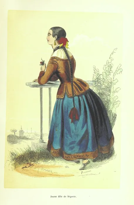Framed Print : Young woman from Segovia, 1848. Creators: Clerman, Adolphe Francois Pannemaker Framed Print : Young woman from Segovia, 1848. Creators: Clerman, Adolphe Francois Pannemaker