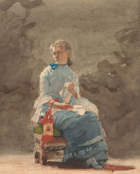 Young Woman Sewing, 1876. Creator: Winslow Homer