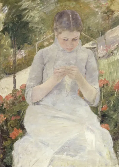 Framed Print : Young Woman Sewing in the Garden, 1880-1882. Artist: Cassatt, Mary (1845-1926) Framed Print : Young Woman Sewing in the Garden, 1880-1882. Artist: Cassatt, Mary (1845-1926)