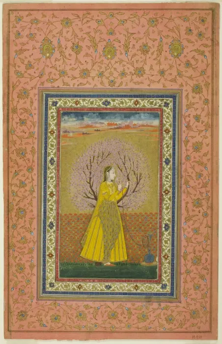 Framed Print : Young Woman Smoking a Huqqa, 18th century. Creator: Unknown Framed Print : Young Woman Smoking a Huqqa, 18th century. Creator: Unknown