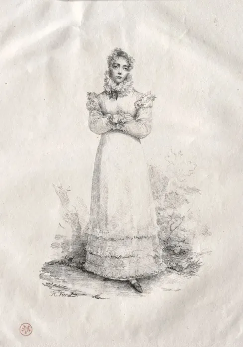 Framed Print : Young Woman Standing. Creator: Horace Vernet (French, 1789-1863) Framed Print : Young Woman Standing. Creator: Horace Vernet (French, 1789-1863)