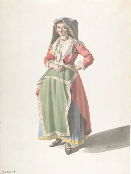 Framed Print : Young Woman Standing in Traditional Neapolitan Dress, ca. 1775-1821 Framed Print : Young Woman Standing in Traditional Neapolitan Dress, ca. 1775-1821