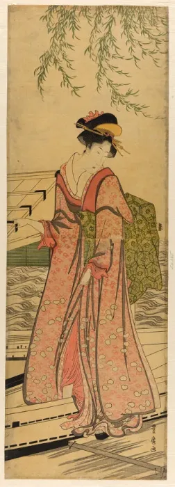 Framed Print : Young woman stepping out of a boat, n. d. Creator: Utagawa Toyohiro Framed Print : Young woman stepping out of a boat, n. d. Creator: Utagawa Toyohiro