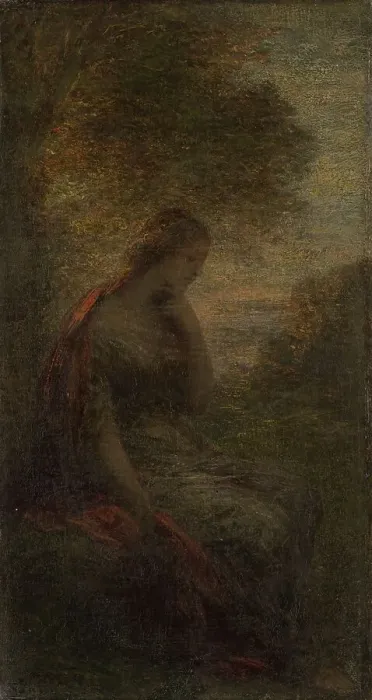 Framed Print : Young Woman under a Tree at Sunset, called Autumn, 1855-1900. Creator: Henri Fantin-Latour Framed Print : Young Woman under a Tree at Sunset, called Autumn, 1855-1900. Creator: Henri Fantin-Latour