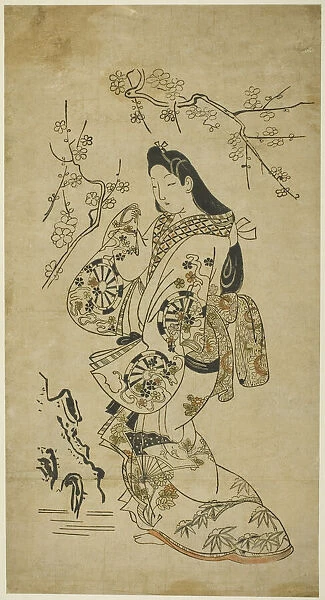 A Young Woman Walking near a Plum Tree, c. 1688. Creator: Unknown