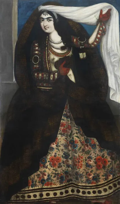 Framed Print : Young woman wearing chador, ca 1844-1850. Creator: Anonymous Framed Print : Young woman wearing chador, ca 1844-1850. Creator: Anonymous