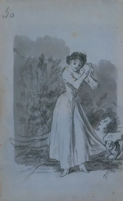 Framed Print : Young Woman Wringing Her Hands over a Mans Naked Body (verso), 1796-97 Framed Print : Young Woman Wringing Her Hands over a Mans Naked Body (verso), 1796-97